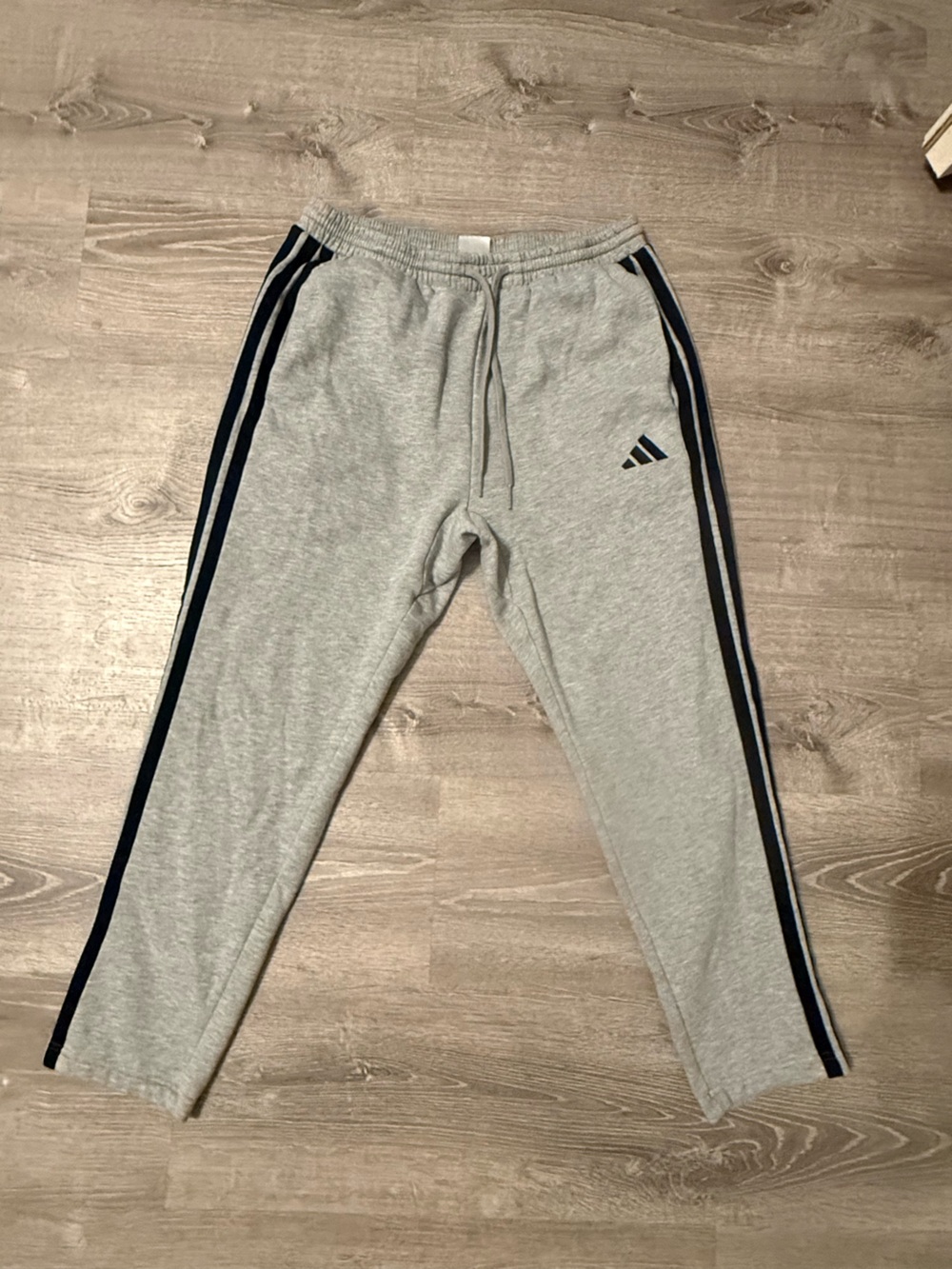 Men’s adidas Grey Joggers with Navy Side Stripes